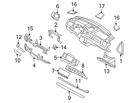2010 Lincoln MKS Cluster & Switches, Instrument Panel Diagram 3 - Thumbnail