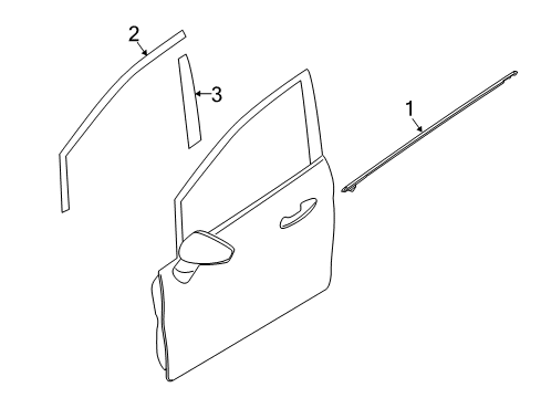 2019 Ford Fiesta Exterior Trim - Front Door Diagram