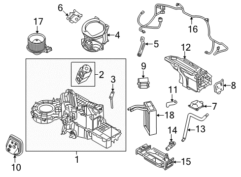 2012 Lincoln Navigator A/C Evaporator & Heater Components Diagram