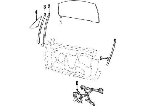 2000 Mercury Cougar Glass - Door Diagram
