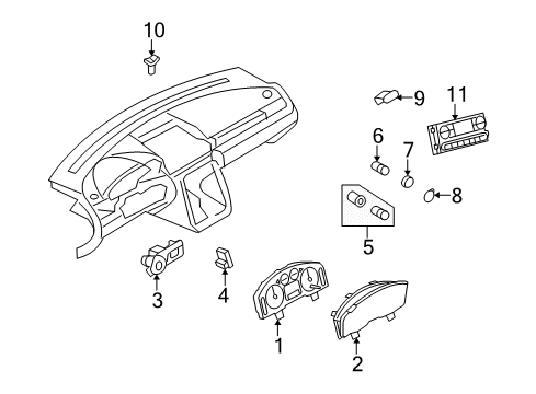 2005 Ford Freestyle Cluster Assembly Diagram for 5F9Z-10849-EC