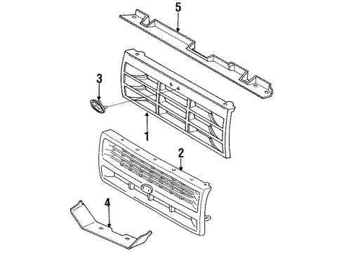 1993 Ford Explorer Grille Assembly Diagram for F3TZ-8200-U