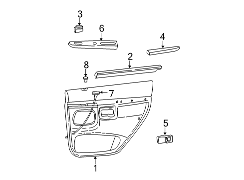 1999 Ford Explorer Interior Trim - Rear Door Diagram