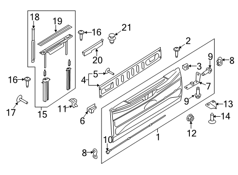 2018 Ford F-250 Super Duty Lock Cylinder, Rear Diagram for HC3Z-2543432-C