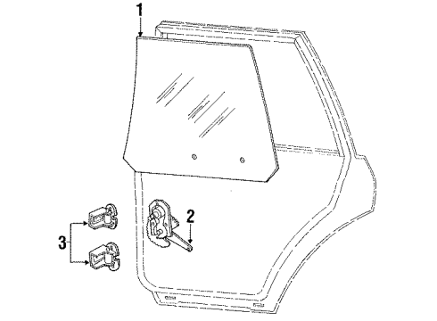 1988 Ford Escort Rear Door Glass & Hardware Diagram 3 - Thumbnail