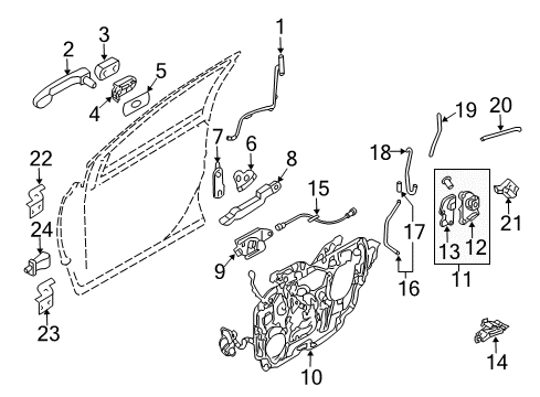 2008 Ford Taurus Front Door - Lock & Hardware Diagram