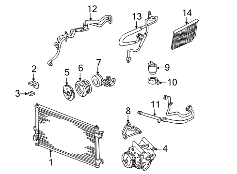 2002 Lincoln LS A/C Condenser, Compressor & Lines Diagram