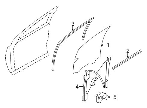 2010 Ford Edge Front Door - Glass & Hardware Diagram