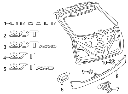 2021 Lincoln Nautilus Exterior Trim - Lift Gate Diagram