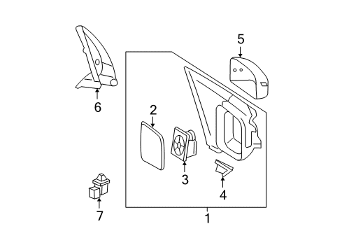 2007 Ford Five Hundred Mirror Glass, Outer Passenger Side Diagram for 4F9Z-17K707-BA