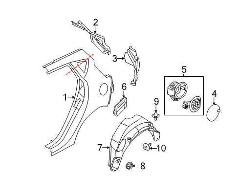 2014 Ford Fiesta Quarter Panel & Components Diagram 1 - Thumbnail