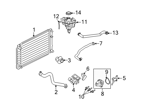 2011 Mercury Mariner Radiator & Components Diagram 1 - Thumbnail