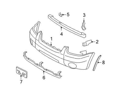 2005 Ford Escape Front Bumper Diagram 1 - Thumbnail