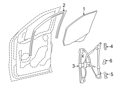 2008 Ford F-150 Front Door - Glass & Hardware Diagram