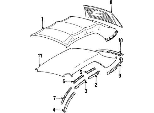 1998 Ford Mustang Visor, Driver Side Diagram for F7ZZ7604105AAA