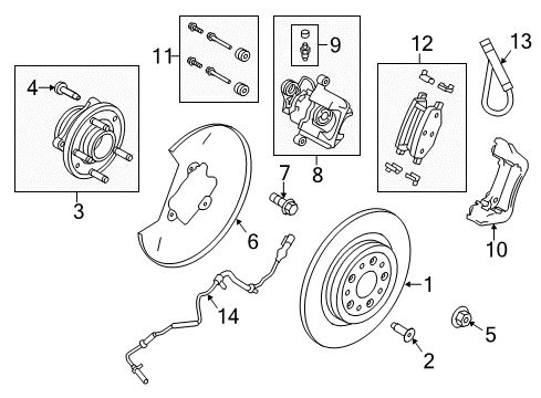 2012 Ford Taurus Flex Hose, Rear Driver Side Diagram for AG1Z-2282-A