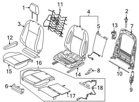 2017 Ford Transit-150 Passenger Seat Components Diagram