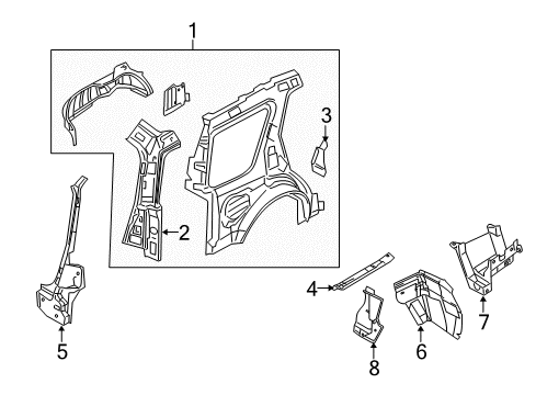 2009 Ford Taurus X Inner Structure - Quarter Panel Diagram