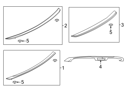 2021 Ford Mustang Spoiler, Black, Rear Diagram for JR3Z-6344210-AA