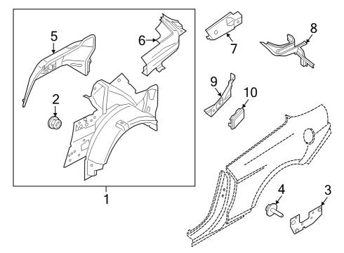 2024 Ford Mustang Inner Wheelhouse, Rear Passenger Side Diagram for FR3Z-6327886-A