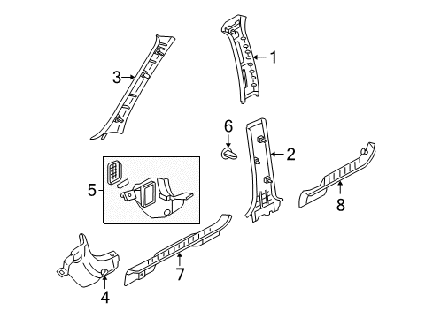 2005 Ford Escape Scuff Plate, Front Driver Side Diagram for 7L8Z-7813209-AAB