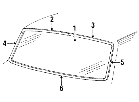 1993 Ford F-250 Windshield Glass, Reveal Moldings Diagram