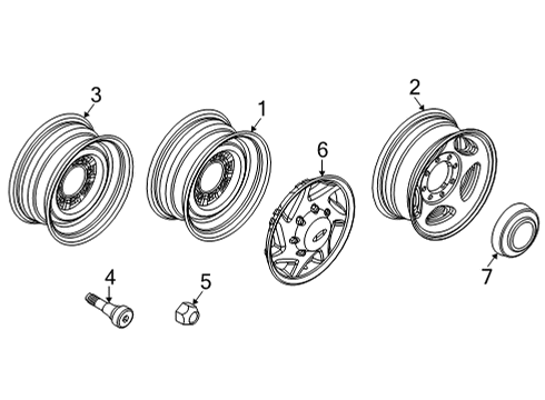 2024 Ford E-350 Super Duty Wheel Nut Diagram for 6C2Z-1012-BA