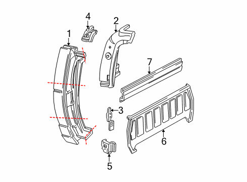 2001 Ford Ranger Back Panel, Side Panel & Components Diagram 1 - Thumbnail