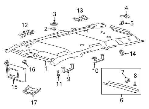 2020 Lincoln Navigator Sunvisor, Passenger Side Diagram for JL7Z-7804104-GA