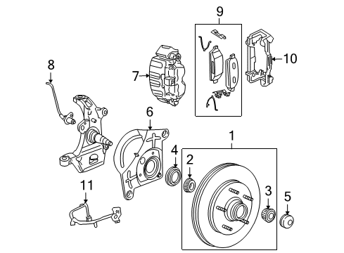2006 Lincoln Mark LT ABS Sensor, Front Driver Side Diagram for 5L3Z-2C204-AD