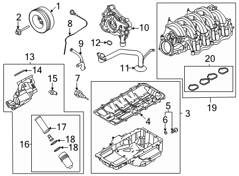 2020 Ford Mustang Oil Filter Diagram for KR3Z-6A832-A