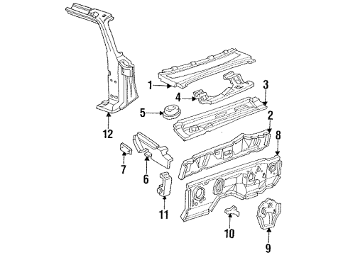 1997 Ford Ranger Cab Cowl, Hinge Pillar Diagram 1 - Thumbnail