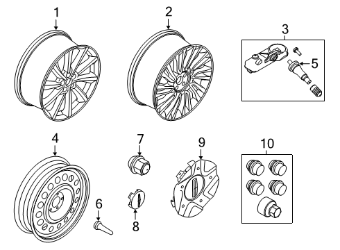 2021 Lincoln Corsair Wheel Nut Diagram for CV6Z-1012-B
