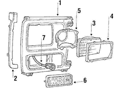 1986 Ford Bronco Headlamp Components, Park Lamps Diagram