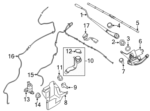 2014 Ford Transit Connect Windshield - Wiper & Washer Components Diagram