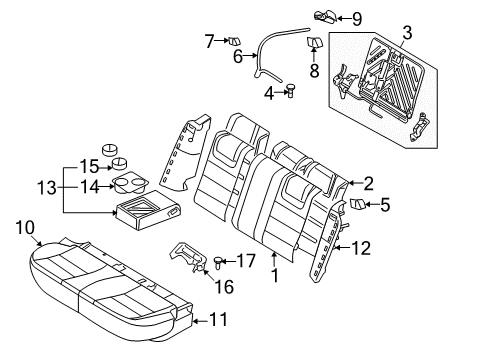 2007 Ford Fusion Rear Seat Components Diagram
