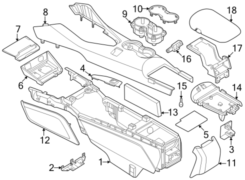 2024 Ford Mustang Console Assembly Diagram for PR3Z-63045B30-AB