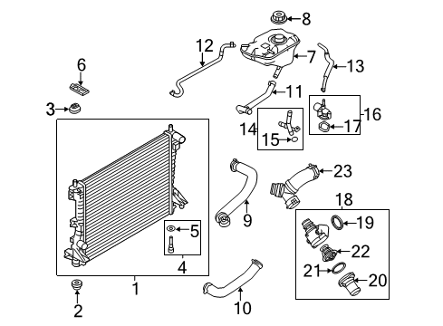 2011 Ford Mustang Radiator Diagram for H2MZ-8005-T