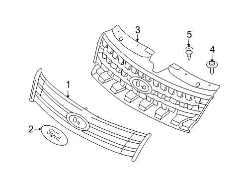 2008 Ford Taurus Grille & Components Diagram