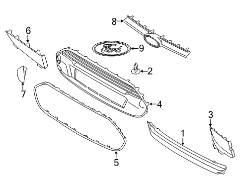 2014 Ford Transit Connect Grille & Components Diagram