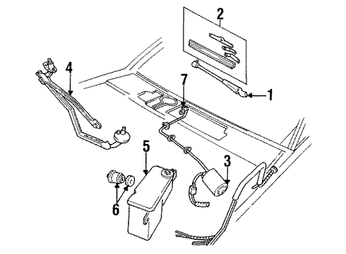 1988 Ford Mustang Wiper & Washer Components Diagram