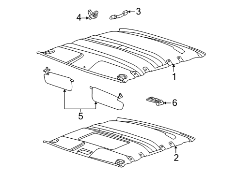 2002 Lincoln LS Visor, Passenger Side Diagram for 1W4Z-5404104-BAC