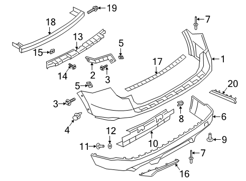 2020 Ford Explorer Rear Bumper & Components Diagram 6 - Thumbnail
