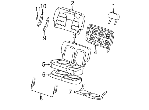 2005 Ford Explorer Seat Cushion, Rear Center Passenger Side Diagram for 5L2Z-7863840-AA