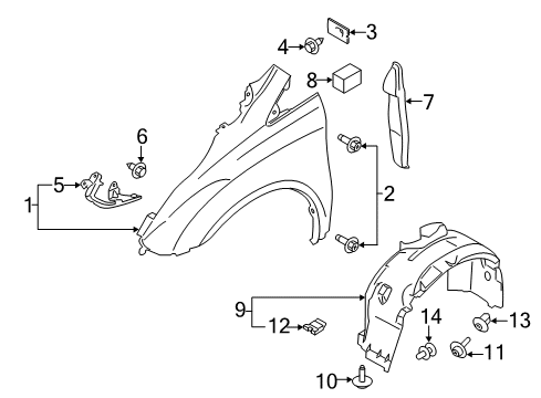 2014 Ford Transit Connect Fender & Components Diagram