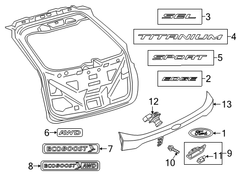 2017 Ford Edge Exterior Trim - Lift Gate Diagram