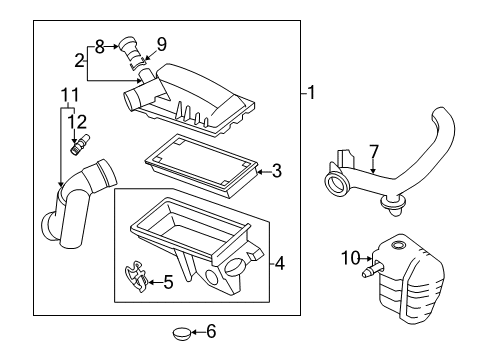 2009 Ford Escape Air Cleaner Body, Lower Diagram for 9M6Z-9A600-A