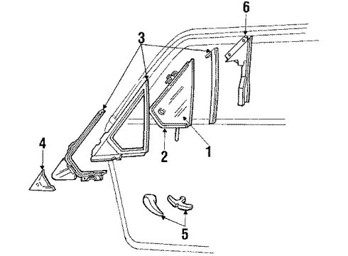 1986 Ford Escort Door Glass & Hardware Diagram 1 - Thumbnail