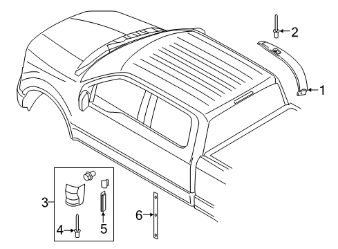 2021 Ford F-150 Lower Molding, Driver Side Diagram for ML3Z-1629077-AAPTM