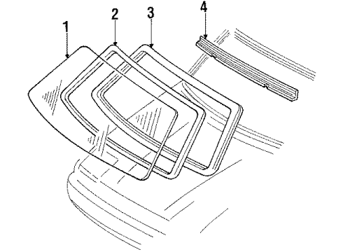 1990 Ford Probe Glass Diagram for E92Z-6103100-B